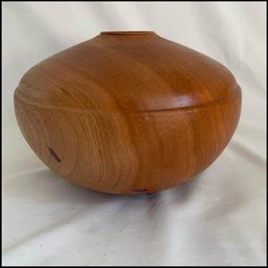Hand Turned and Carved Wooden Bowl